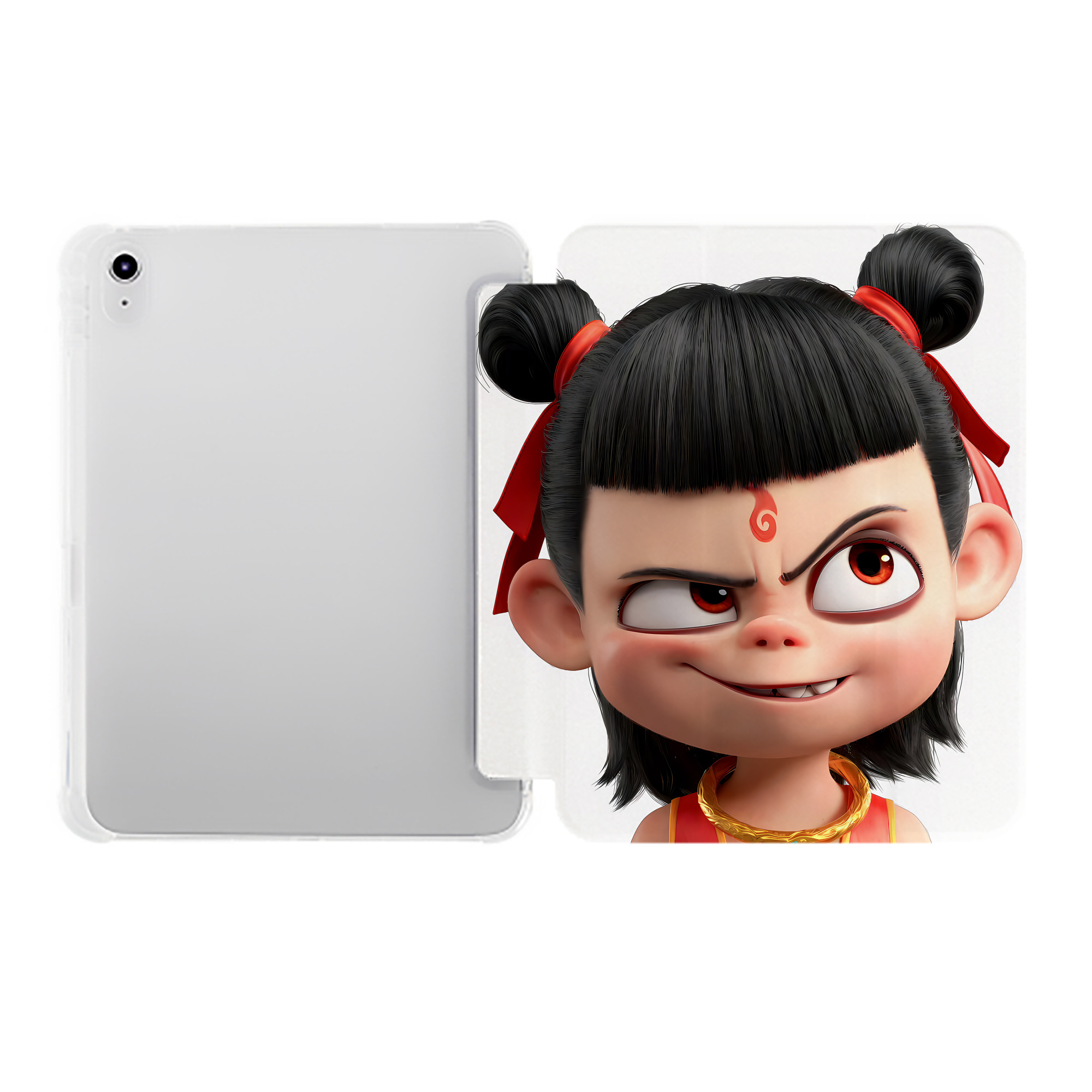 （画像用） Ne Zha 2 ナタ 魔童の大暴れ IPad ケース ペン収納付き 三つ折りスタンド PUレザー×シリコン 対応機種9.5/10.5/10.9インチ